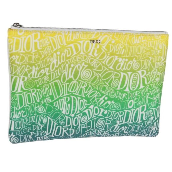 Christian Dior STUSSY Collaboration Pouch Nylon Yellow Green - Picture 1 of 14
